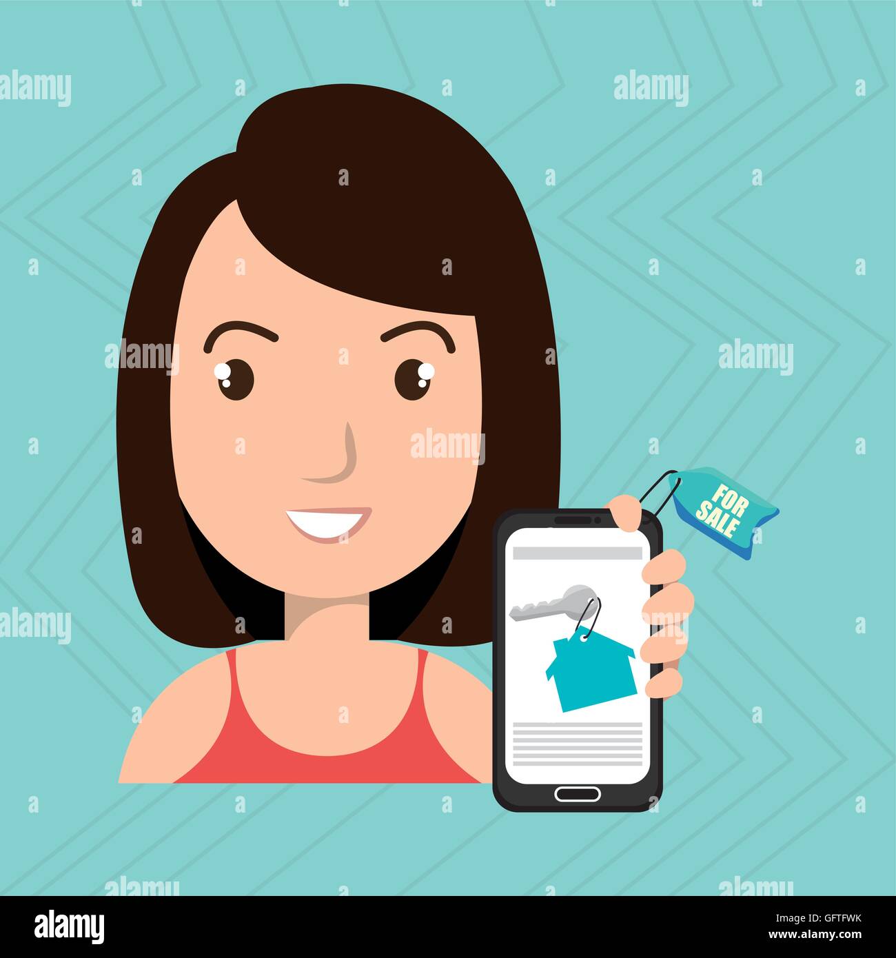 woman house smartphone rent Stock Vector Image & Art Alamy