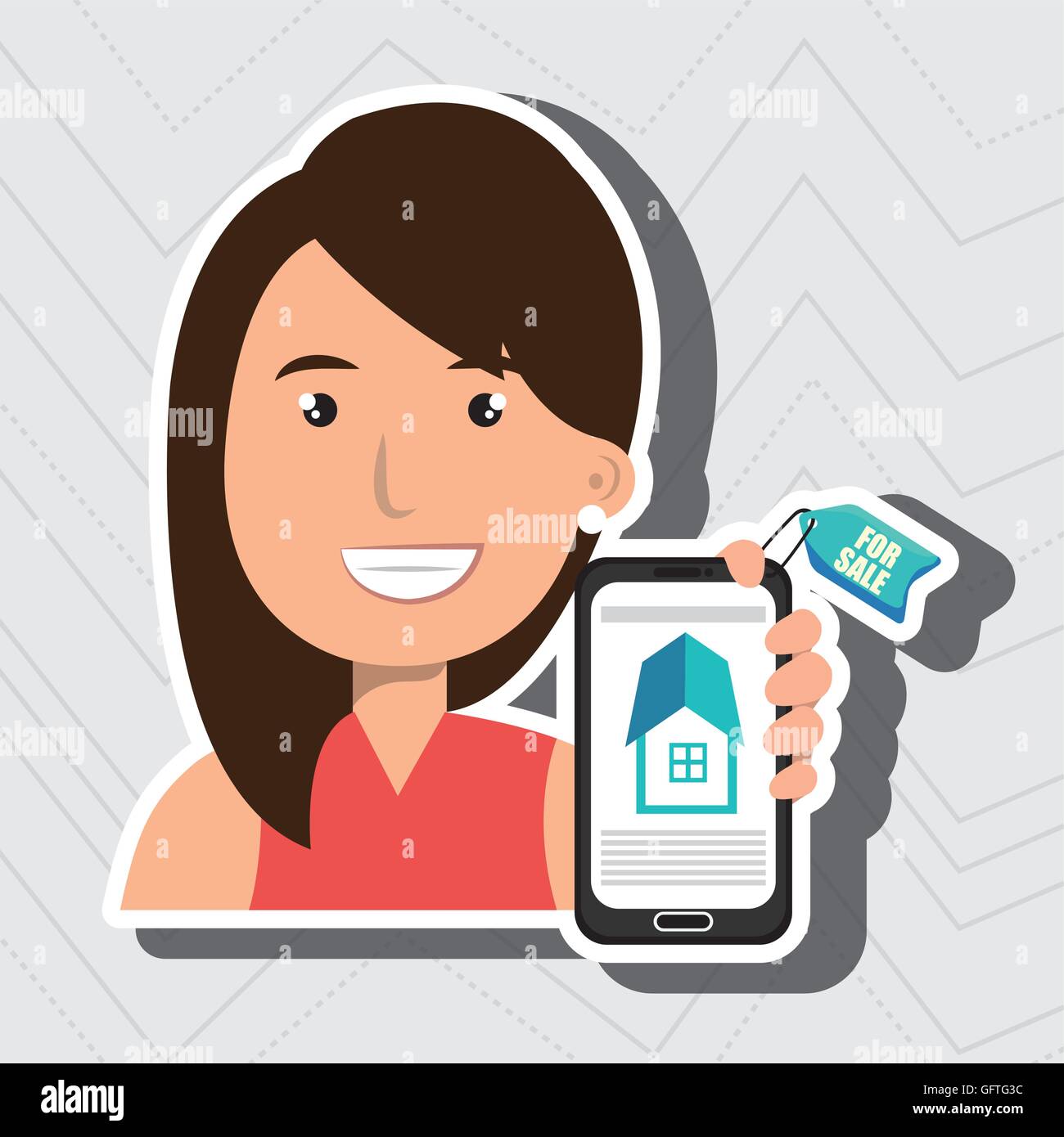 woman house smartphone rent Stock Vector Image & Art - Alamy