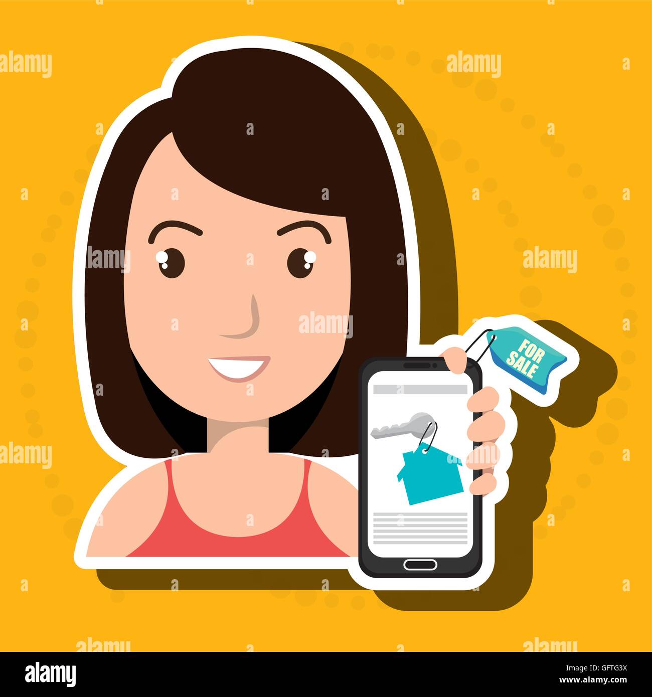 woman house smartphone rent Stock Vector Image & Art Alamy