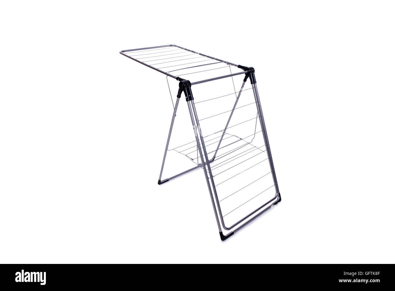 Collapsible clotheshorse isolated on the white background Stock Photo ...