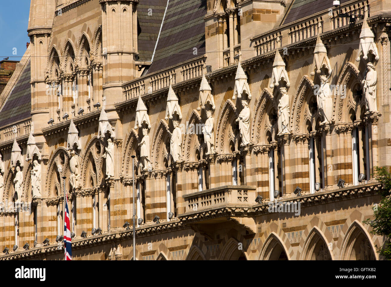 UK, England, Northamptonshire, Northampton, St Giles’ Square, 1864 Guildhall statues of monarchs Stock Photo