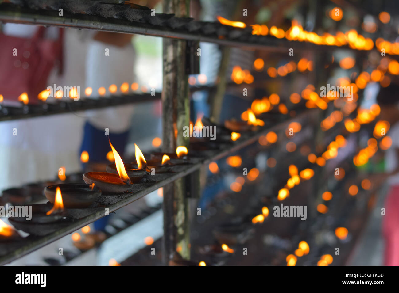 Traditional Sri Lankan Clay Oil Lamps Stock Photo