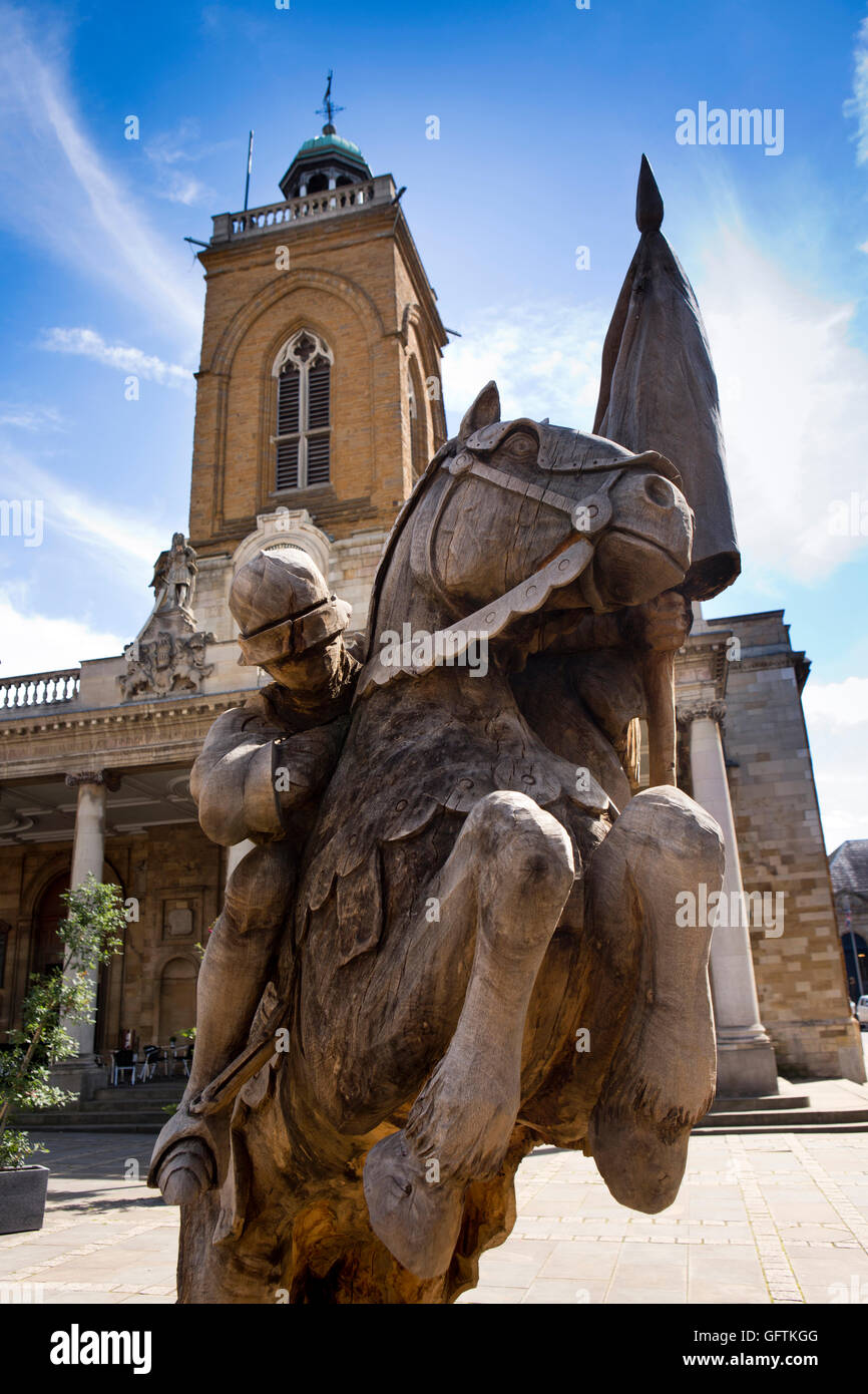 UK, England, Northamptonshire, Northampton, George Row, All Saints Church, carved knight on horseback Stock Photo