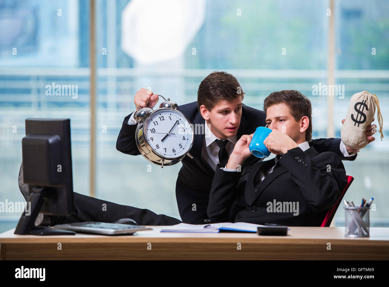 Time is money concept with two businessman Stock Photo - Alamy