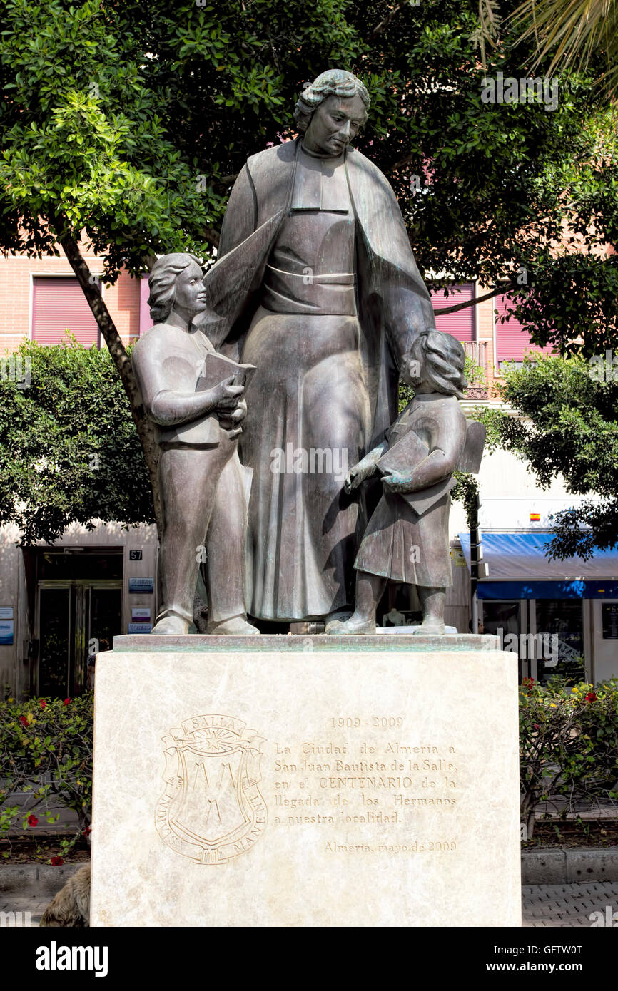 Statue, Sculpture in Almeria city, Andalusia, Southern Spain, Europe. Iglesia de San Juan Evangelista. Stock Photo