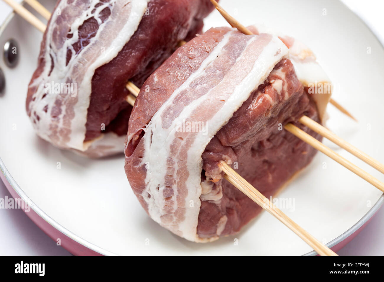 Filet Mignon Preparation tenderloin on a skewer Stock Photo Alamy