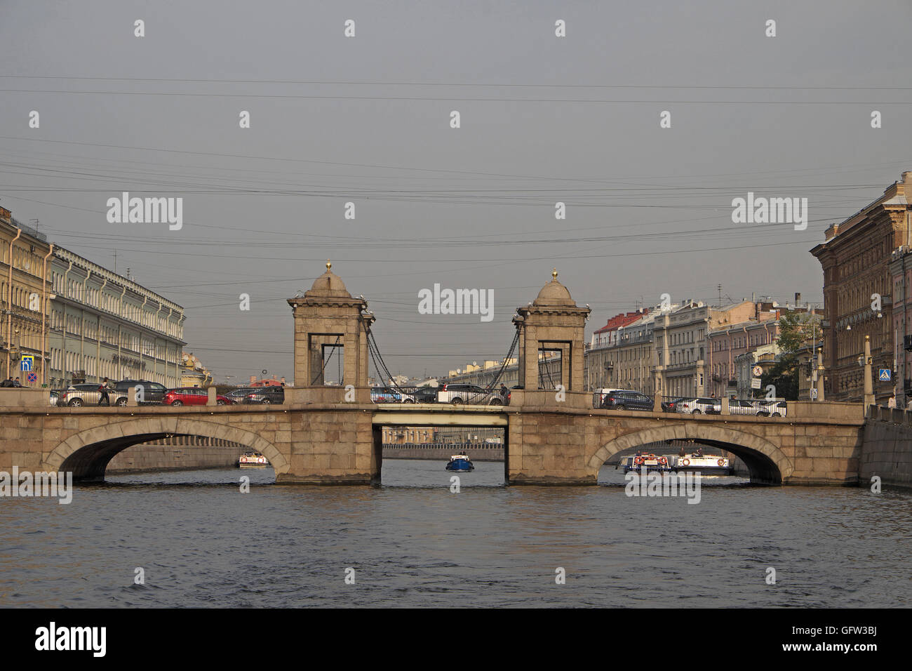 Lomonosov Most (Bridge) over the Fontanka River, St Petersburg, Russia. Stock Photo