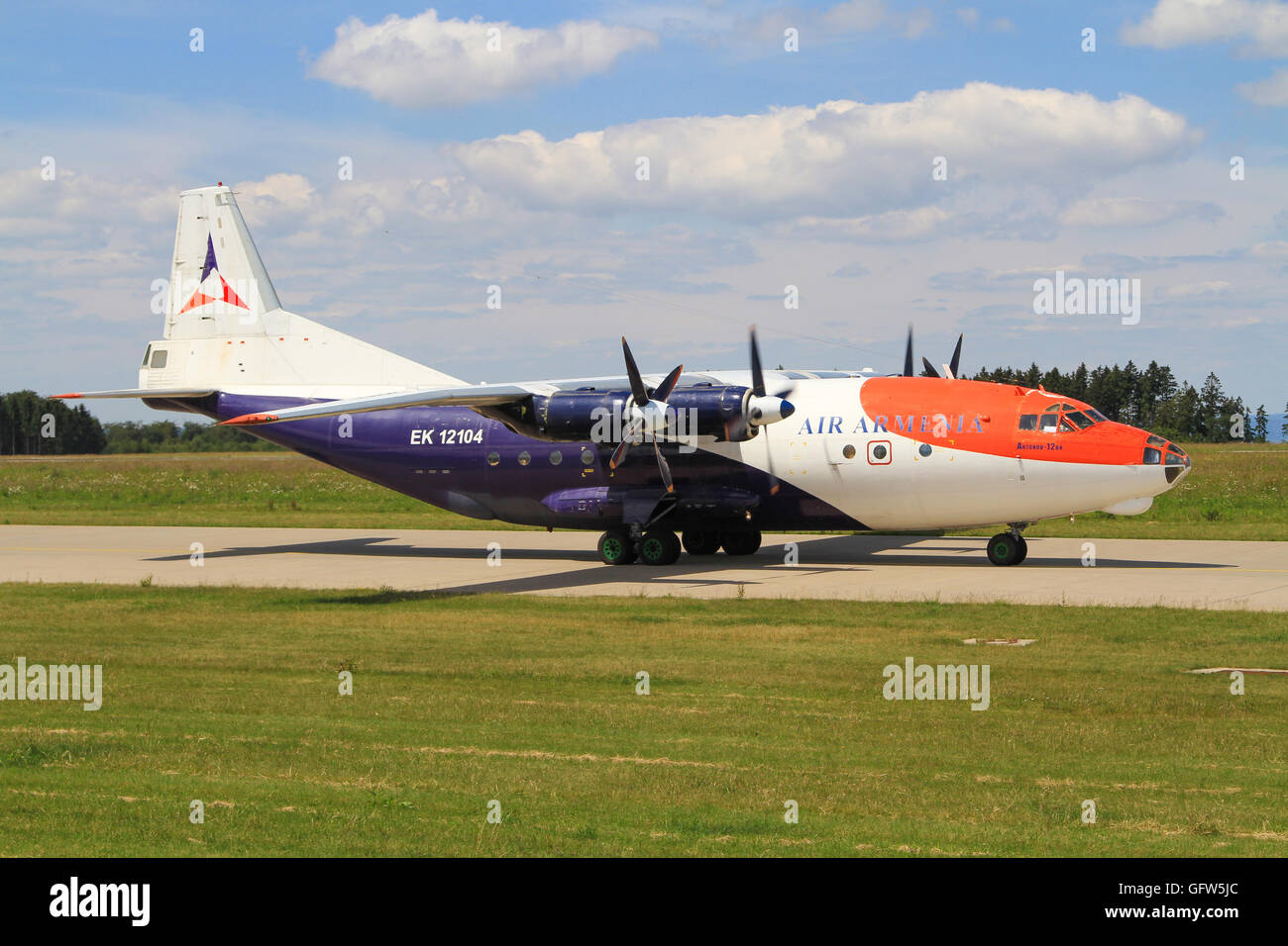 Hahn/Germany September12, 2012: Antonov An12 from Air Armenia at Hahn Airport Stock Photo