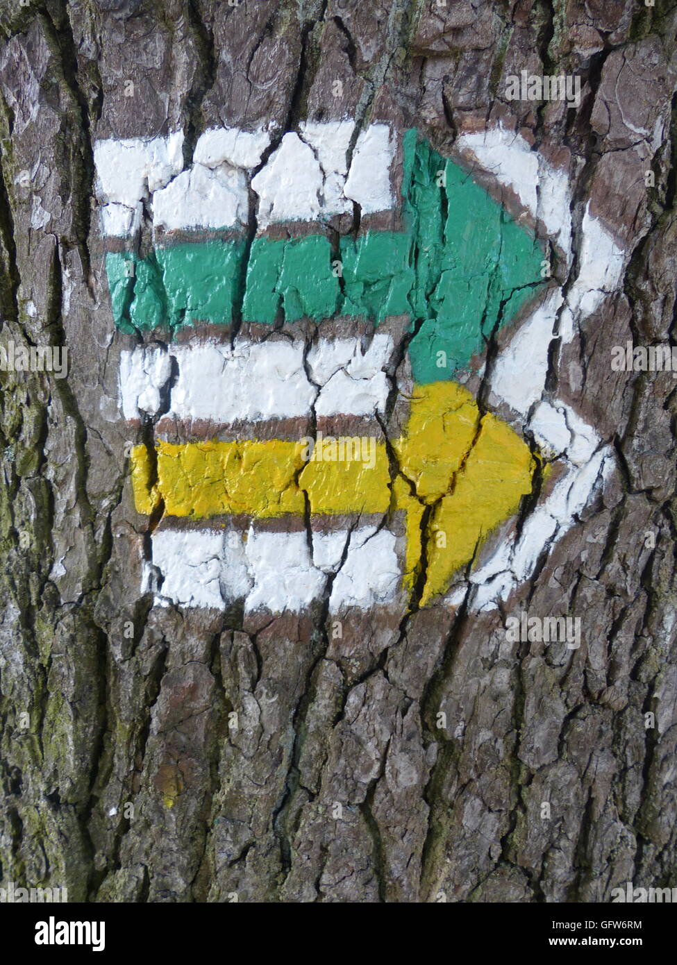 Tourist direction signs aka trekking signs are common in Czech Republic and can be found everywhere in the countryside Stock Photo