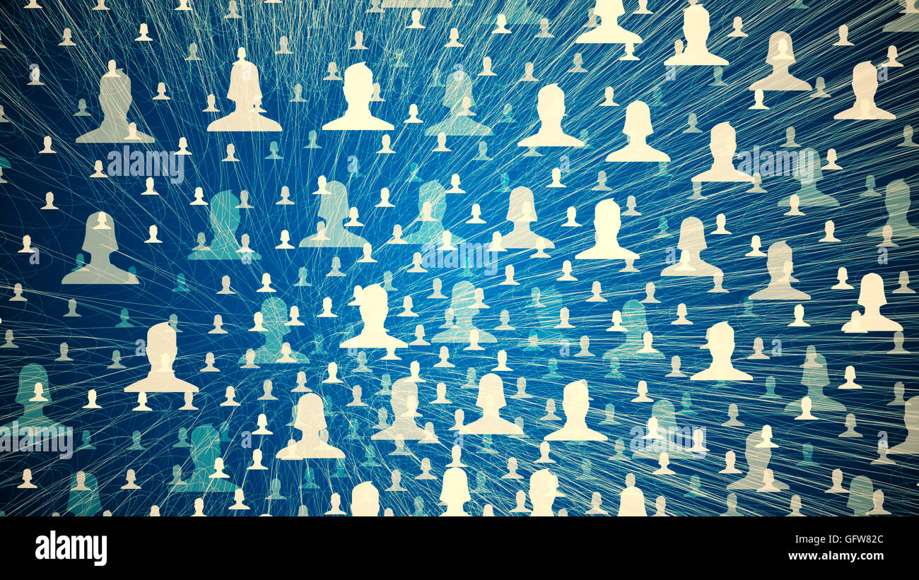connected avatars of men and women, illustration of network for ...