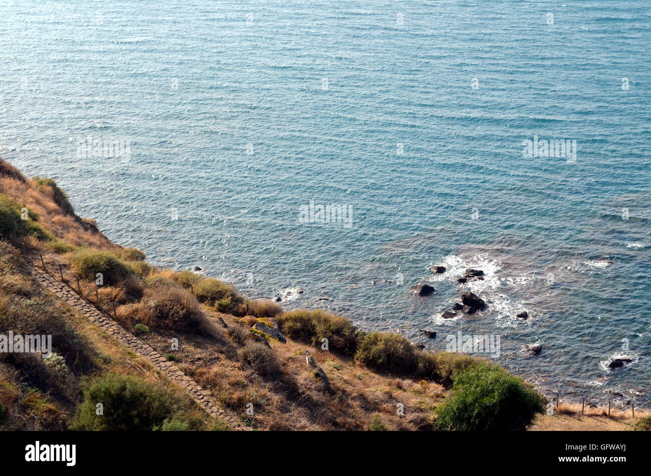 blue sea breaking on the rocks Stock Photo - Alamy