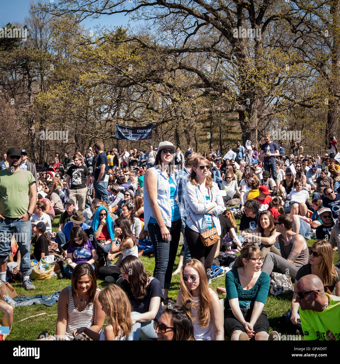 2016 March 17, USA, New York, Brooklyn. Democratic presidential nomination candidate Bernie Sanders rally in Prospect Park. Stock Photo
