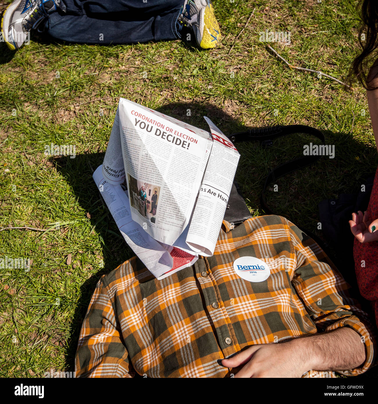 2016 March 17, USA, New York, Brooklyn. Democratic presidential nomination candidate Bernie Sanders rally in Prospect Park. Stock Photo