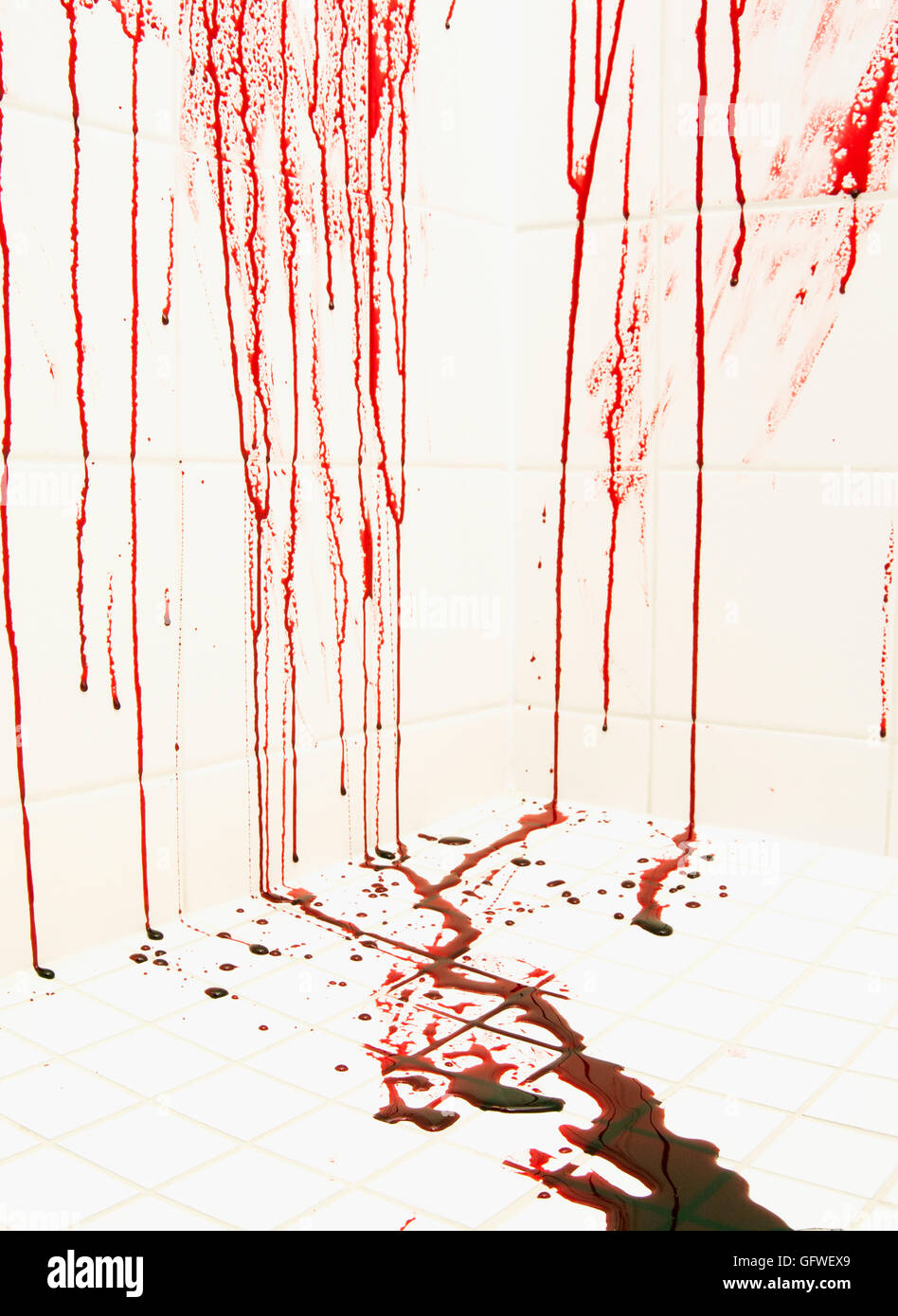 A bloody shower scene. Stock Photo