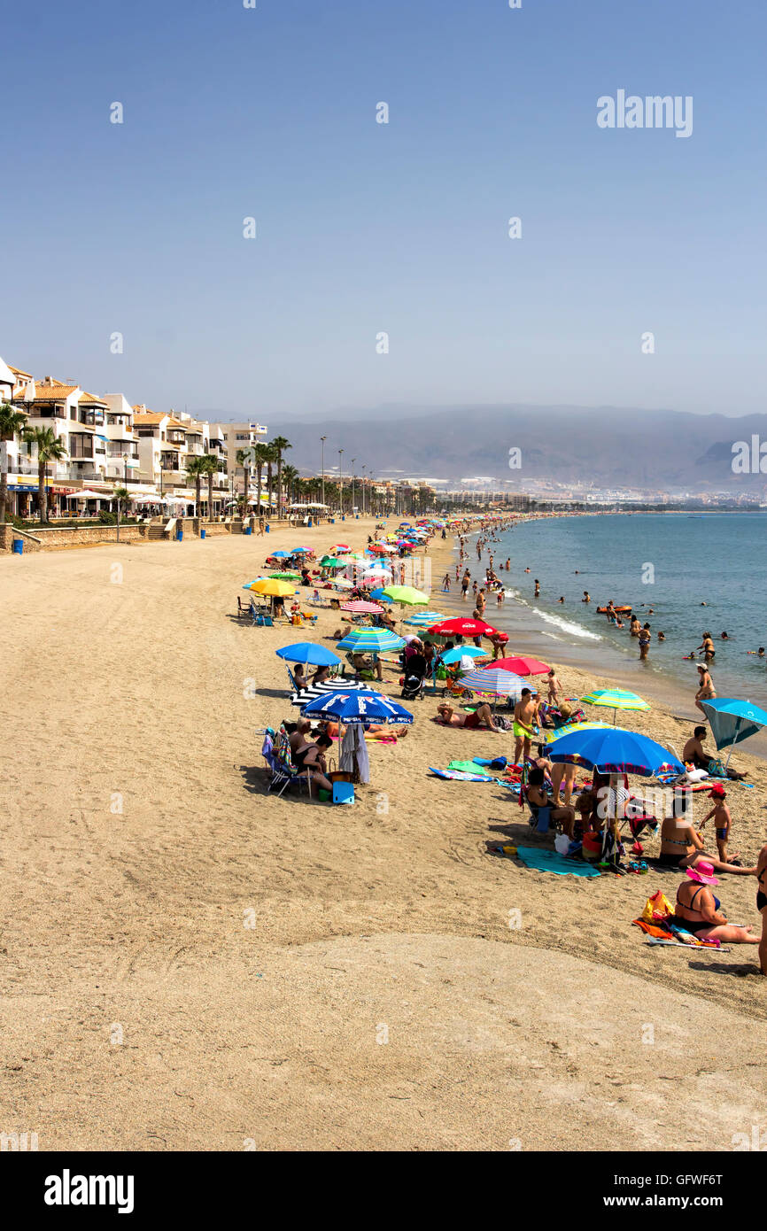 Beach - Playa de la Romanilla, Roquetas de Mar, Costa Almeria, Spain Stock Photo