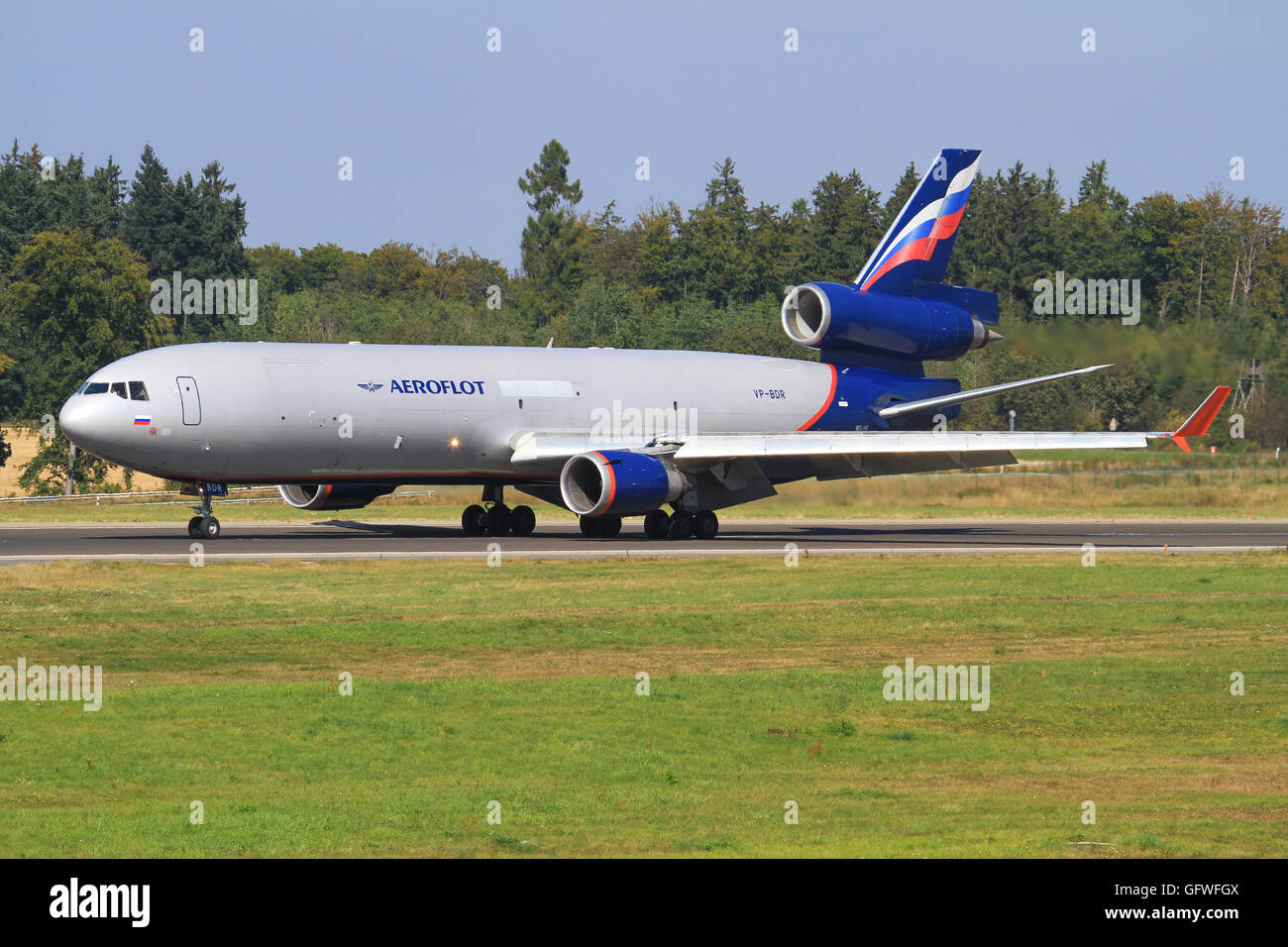 Hahn/Germany September12, 2012: MD11 from Aeroflot at Hahn Airport. Stock Photo