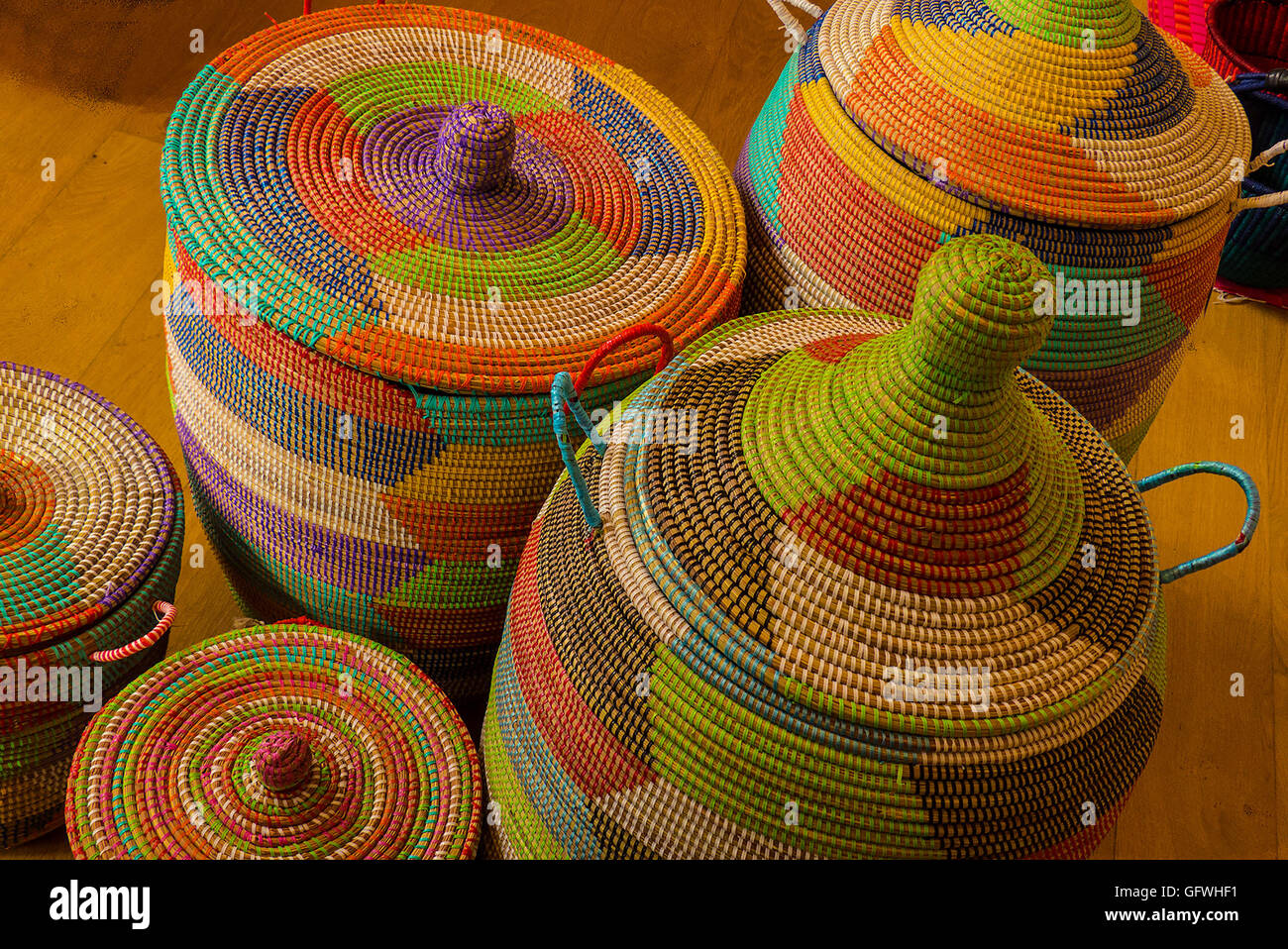 Colored baskets from Africa Stock Photo Alamy