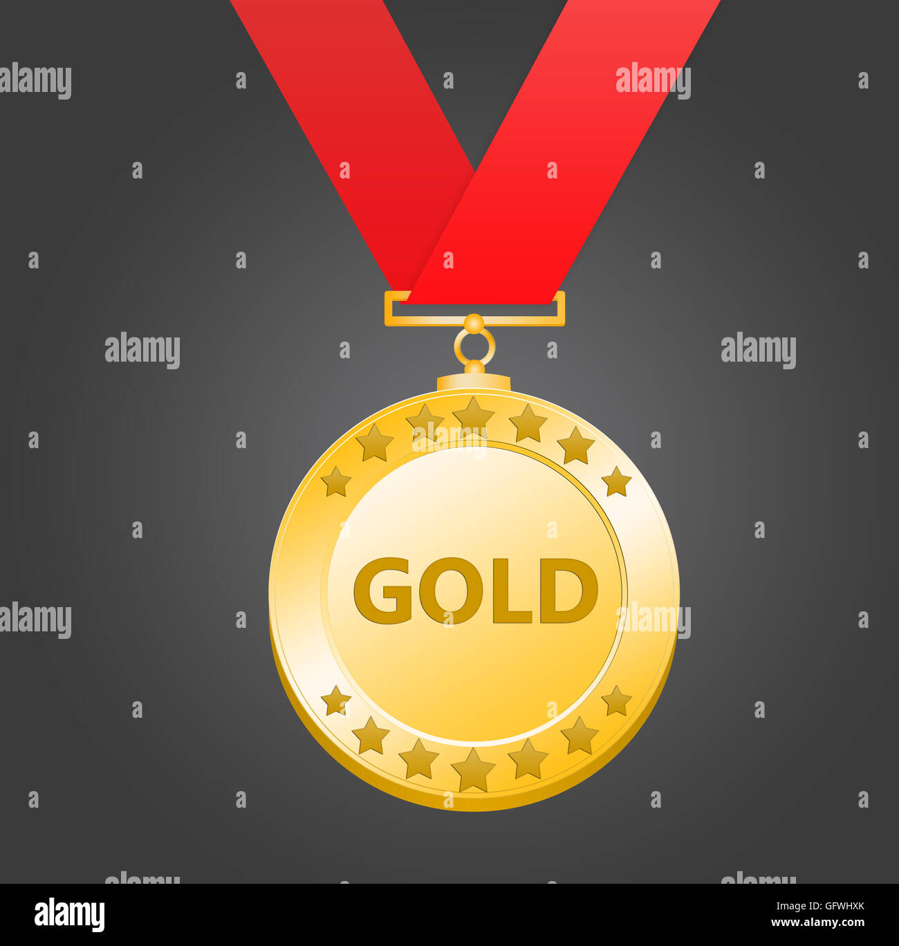 3D rendering golden medal in gray background Stock Photo - Alamy