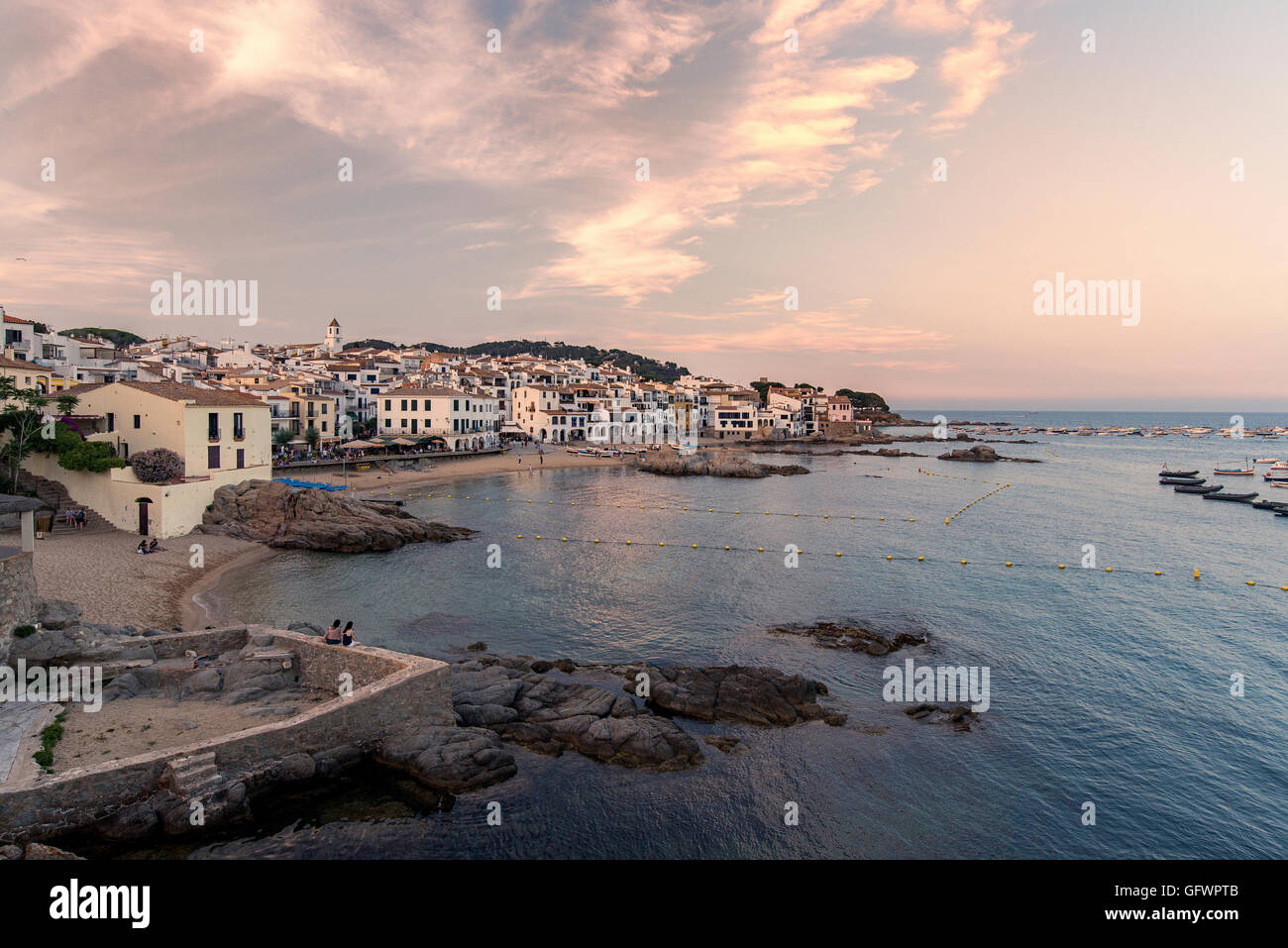 Calella de Palafrugell at sunset Stock Photo