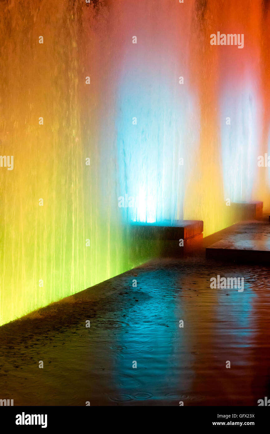 Color water fountain at night Stock Photo - Alamy