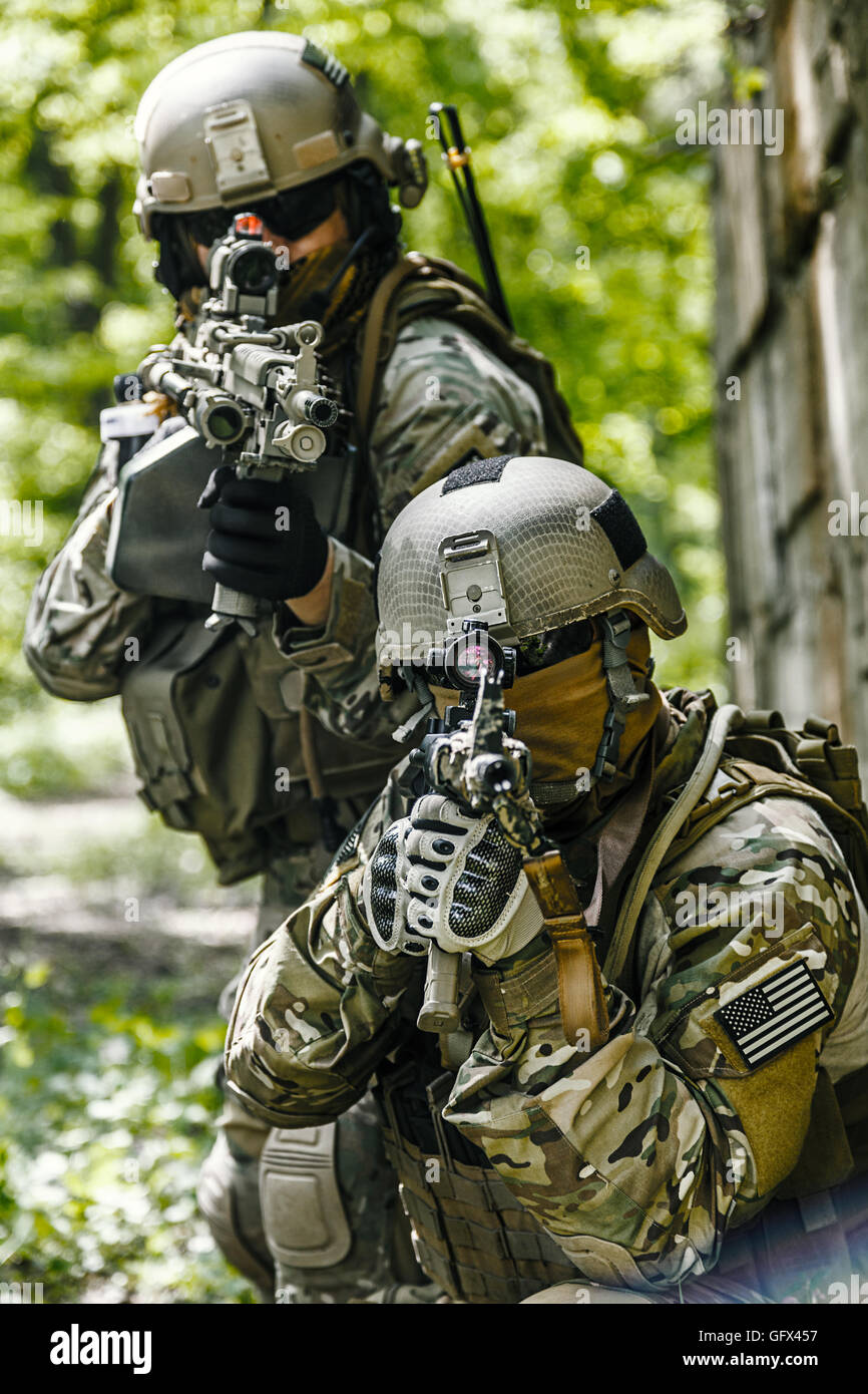 Green Berets soldiers in action Stock Photo