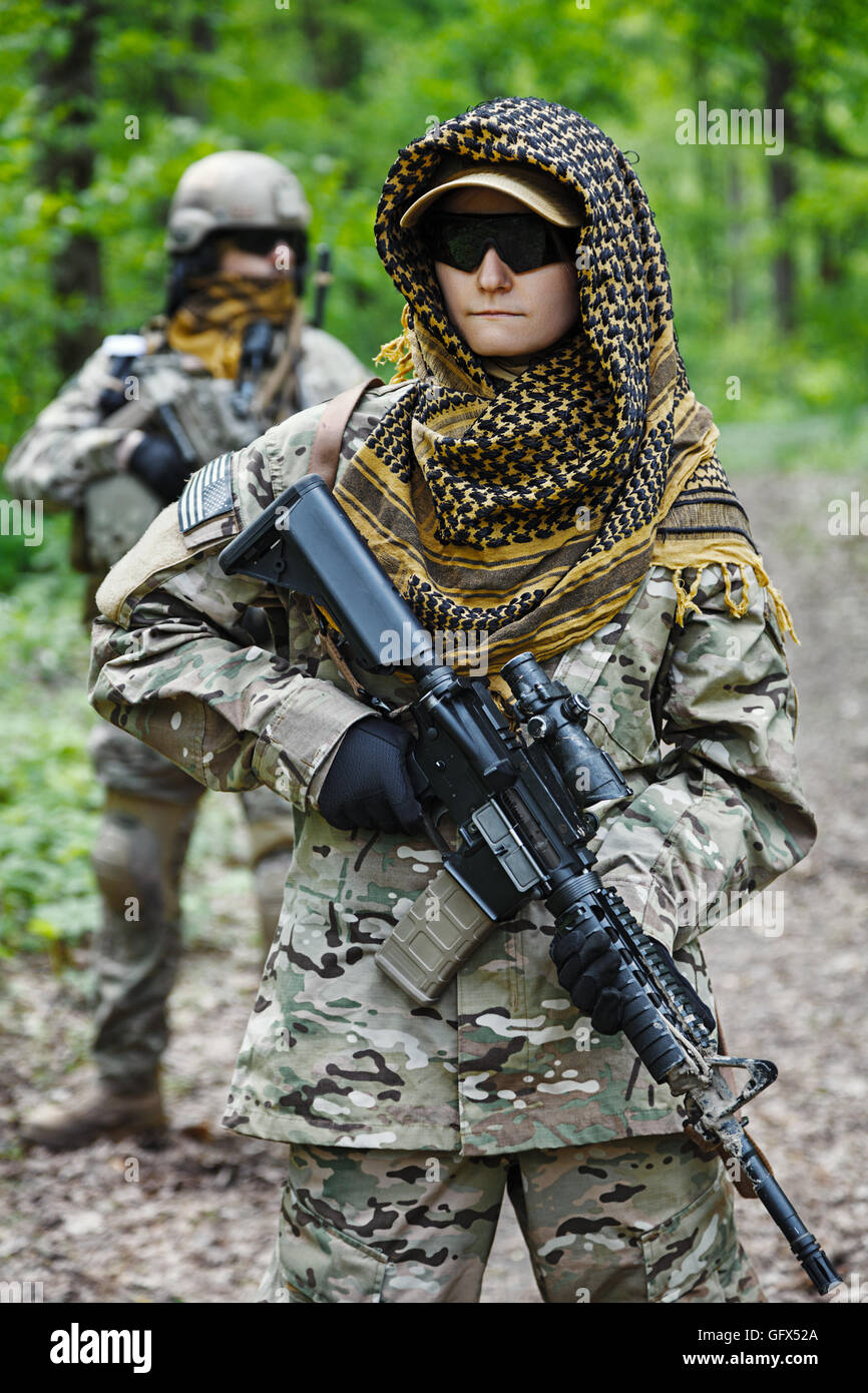 US Army female soldier Stock Photo