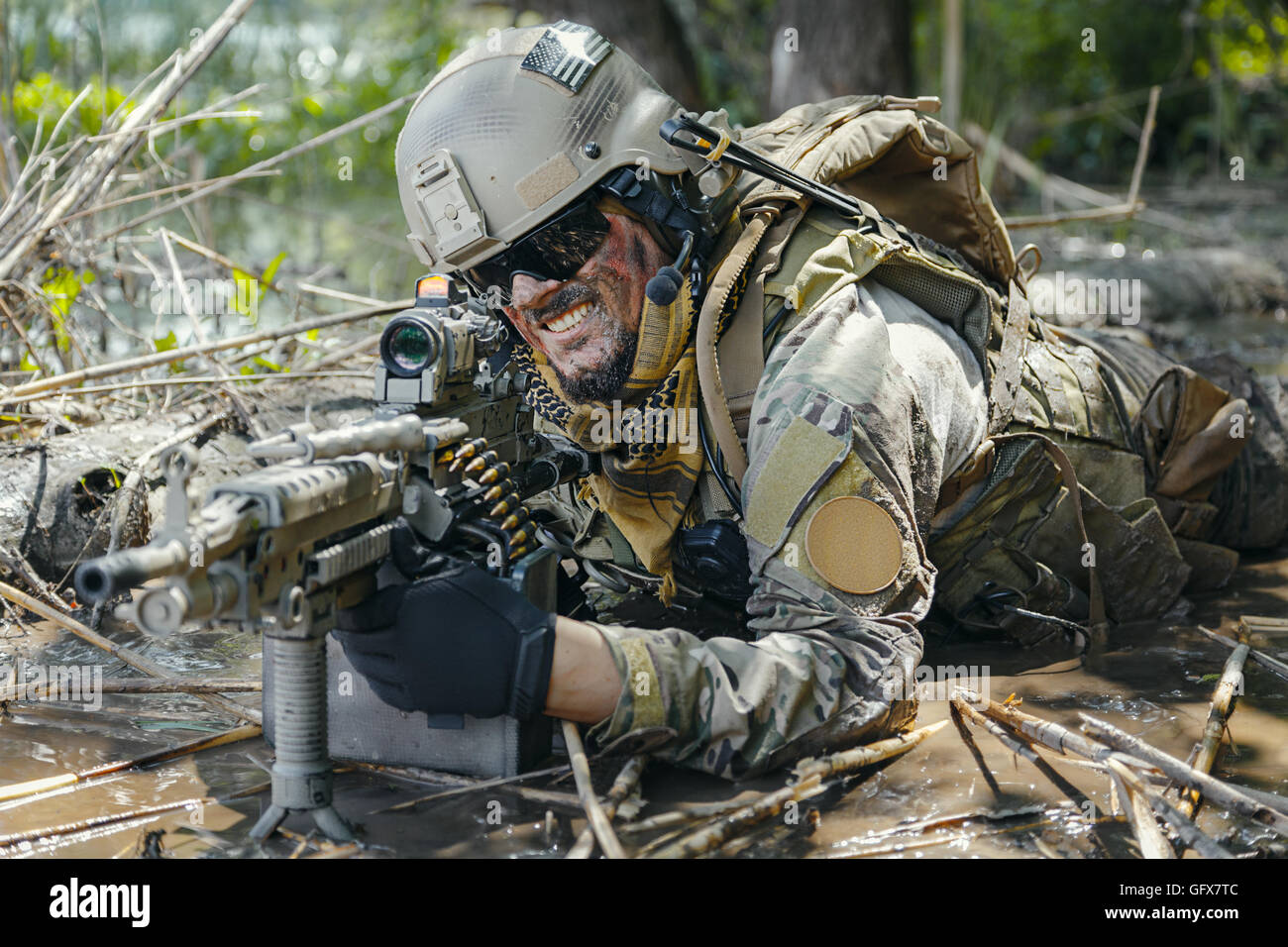 Green Beret In Action Stock Photo Alamy