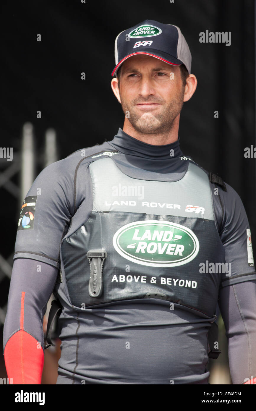 Land Rover BAR's Ben Ainslie at the 2016 America's Cup in Portsmouth, UK Stock Photo