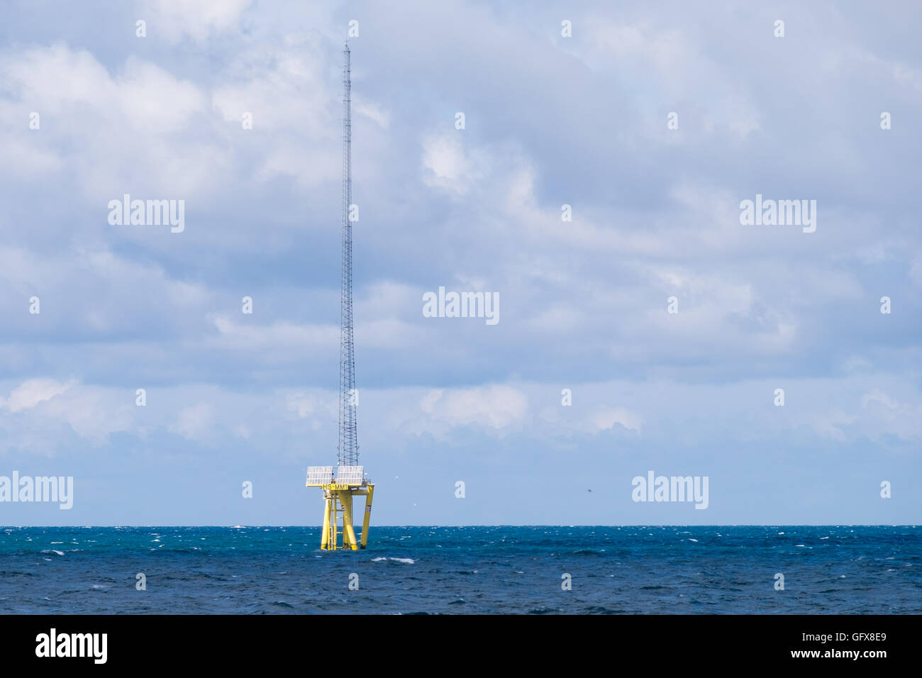 The Met Mast on Hornsea Offshore Wind Farm Project One, North Sea, UK Stock Photo