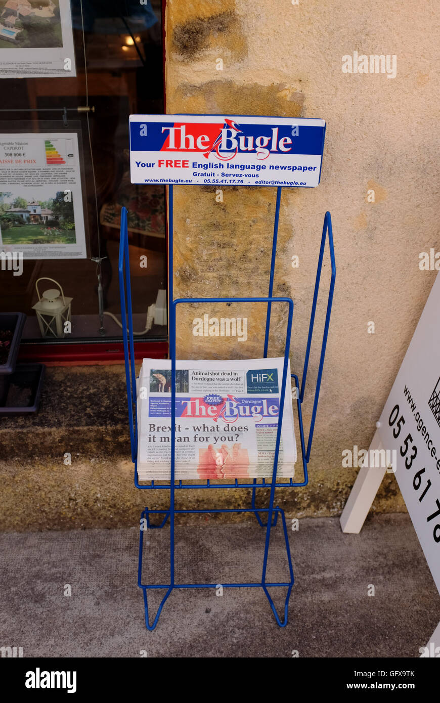 The Bugle English newspaper in Dordogne Region of France Europe Stock Photo