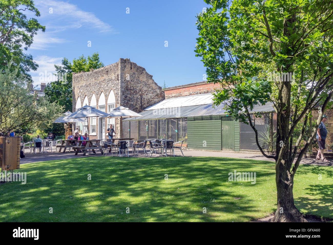 A cafe on the grounds of the Abbey Gardens in Bury St Edmunds, Suffolk