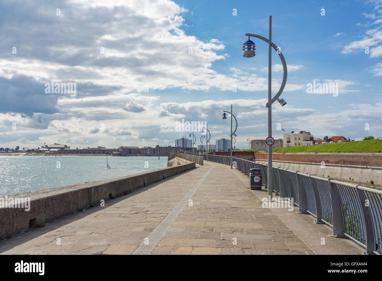 The Millenium walk along the Old Portsmouth seafront on a warm summer day. Stock Photo