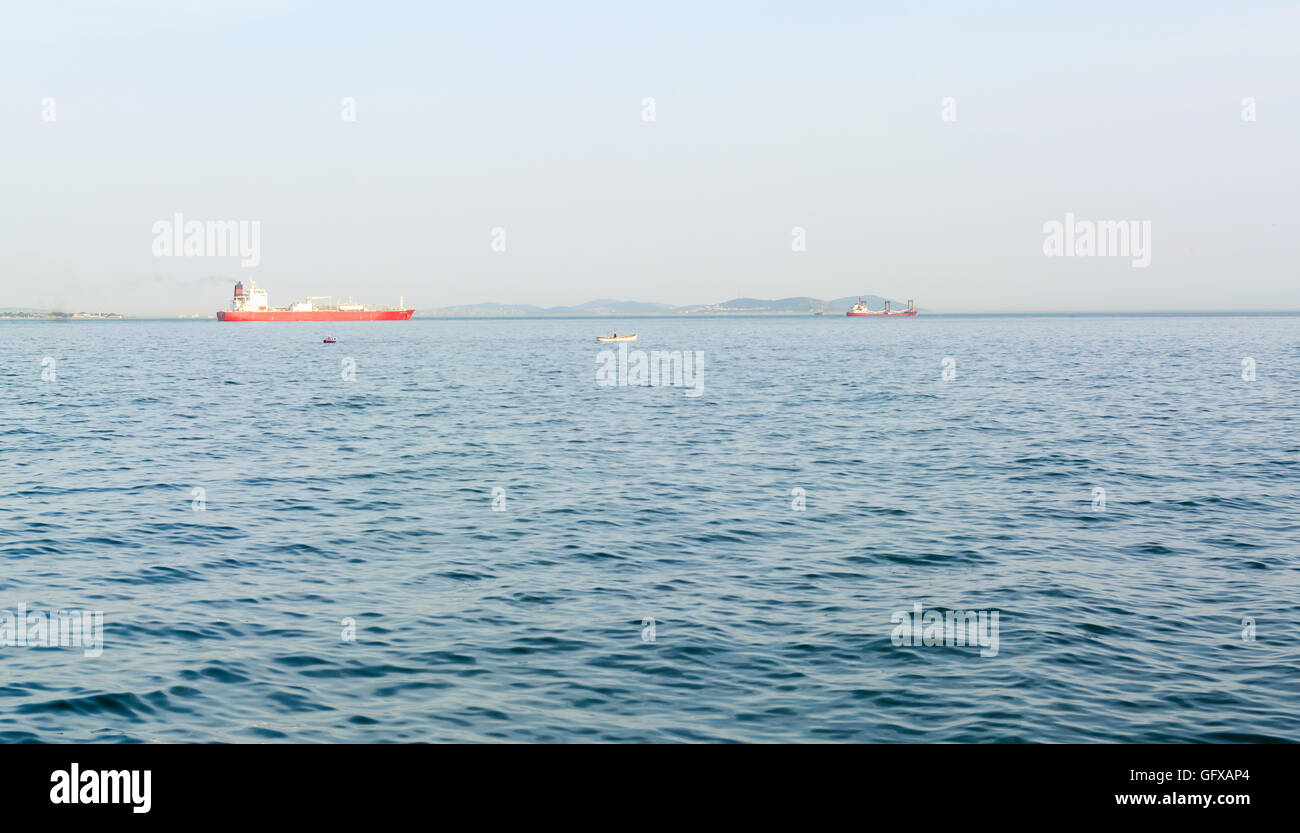 Large container ship in the open sea Stock Photo - Alamy
