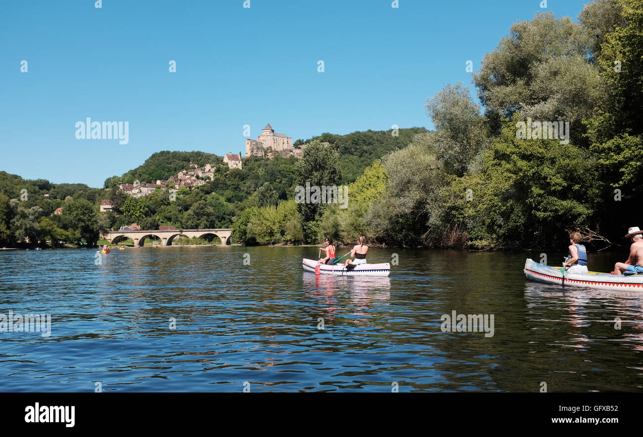 Canoeing on the River Dordogne South West France Midi Pyrenees Stock Photo