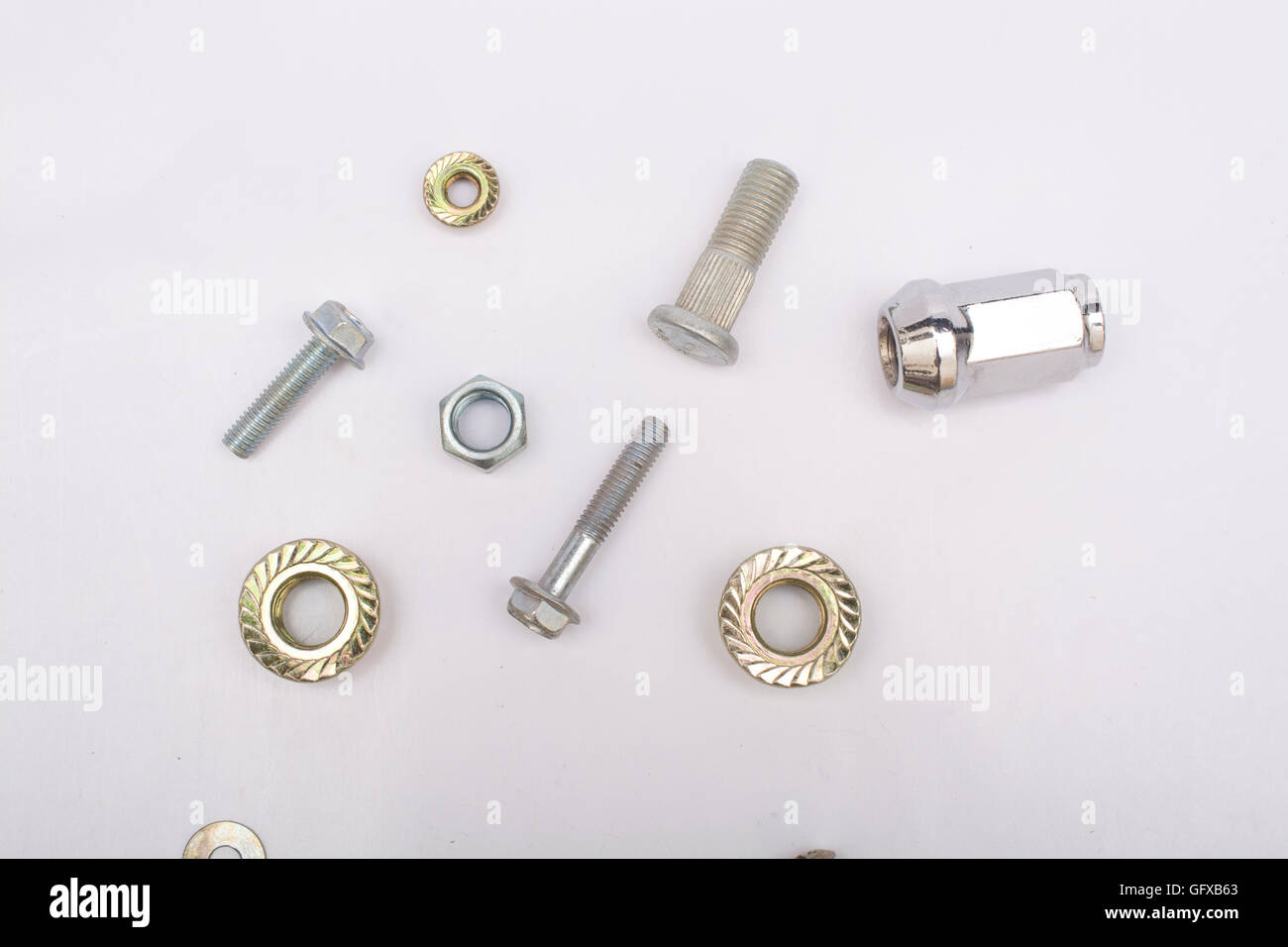 Isolated Nuts and Bolts on white background Stock Photo - Alamy