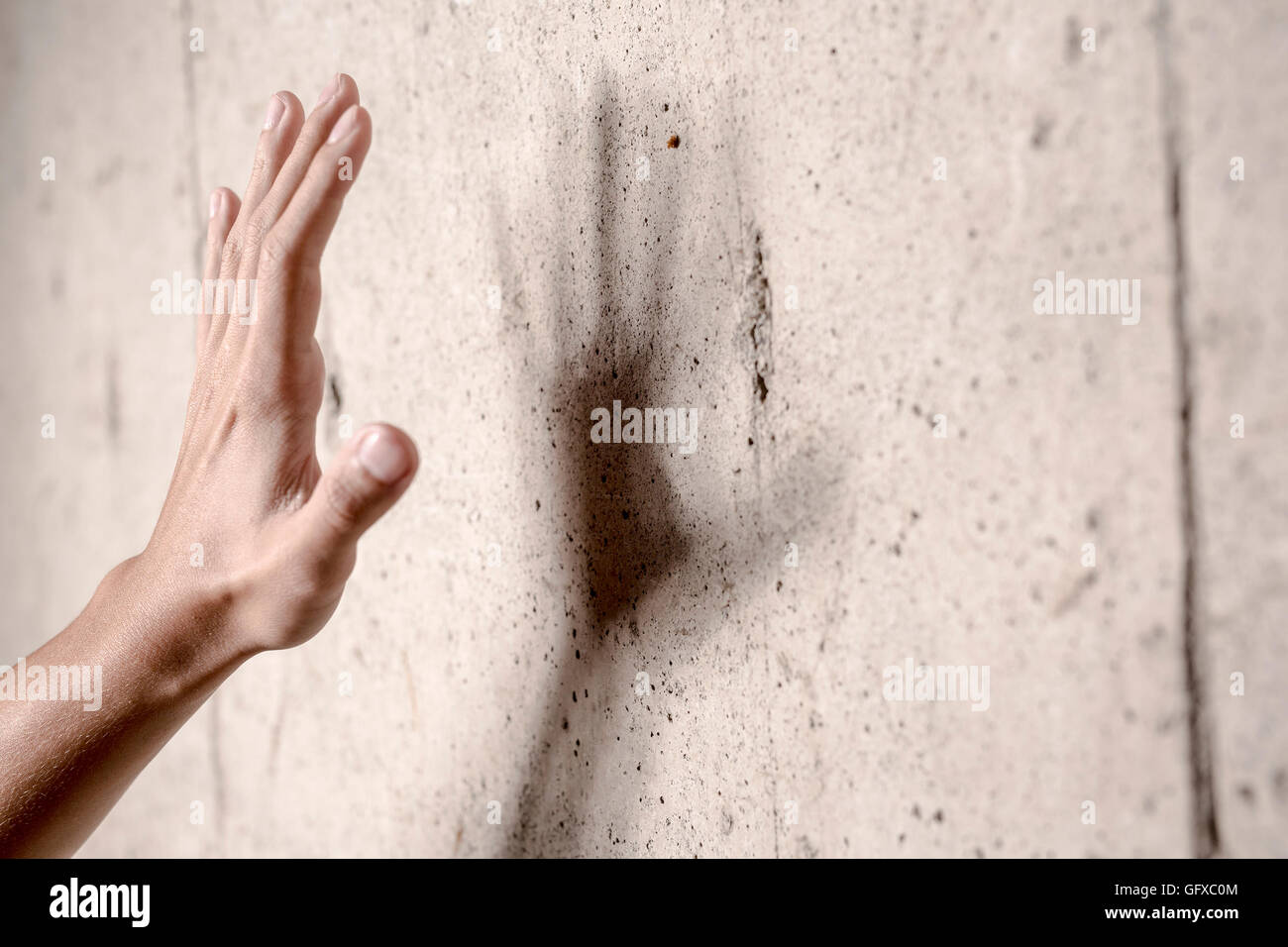 shadow over concrete wall Stock Photo