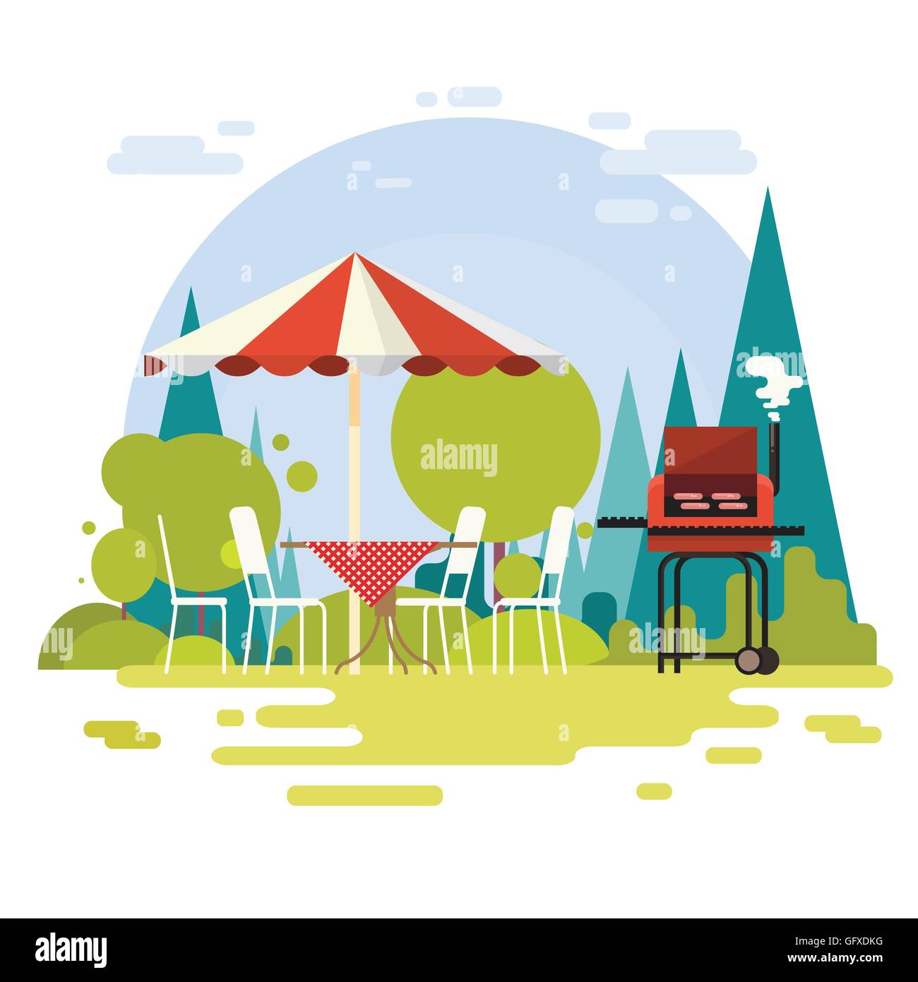 Summer Picnic Outdoors Barbecue Grill Party Stock Vector Image & Art ...