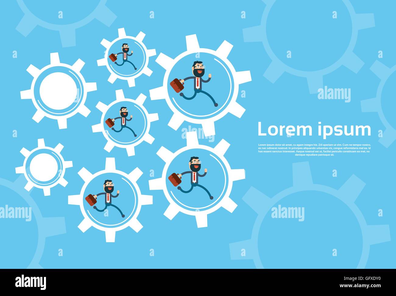 Business People Group Run In Cog Wheel Concept Teamwork Stock Vector ...
