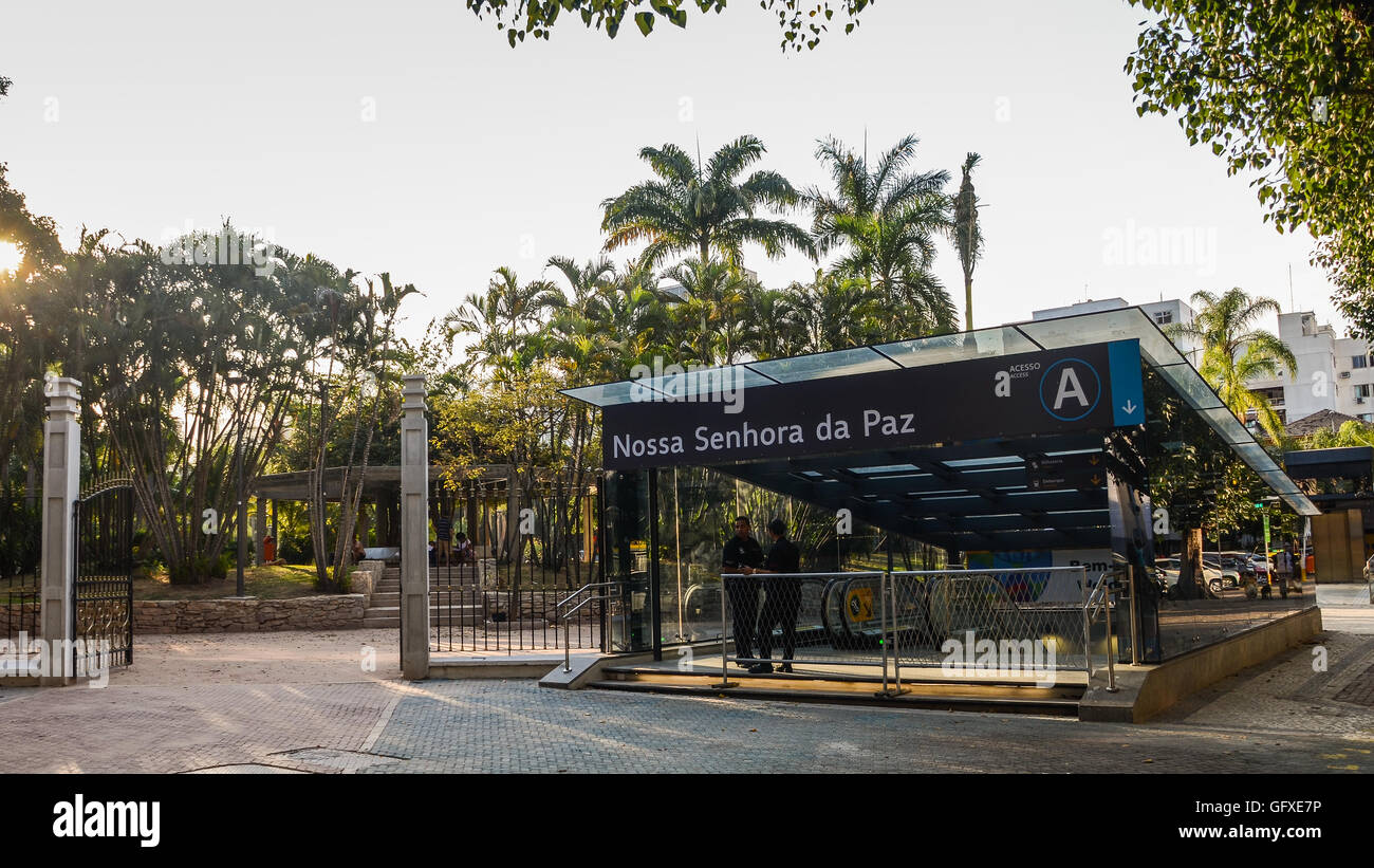 Nossa Senhora da Paz metro station in Ipanema. The city is hosting the Olympic Games in 2016. Stock Photo