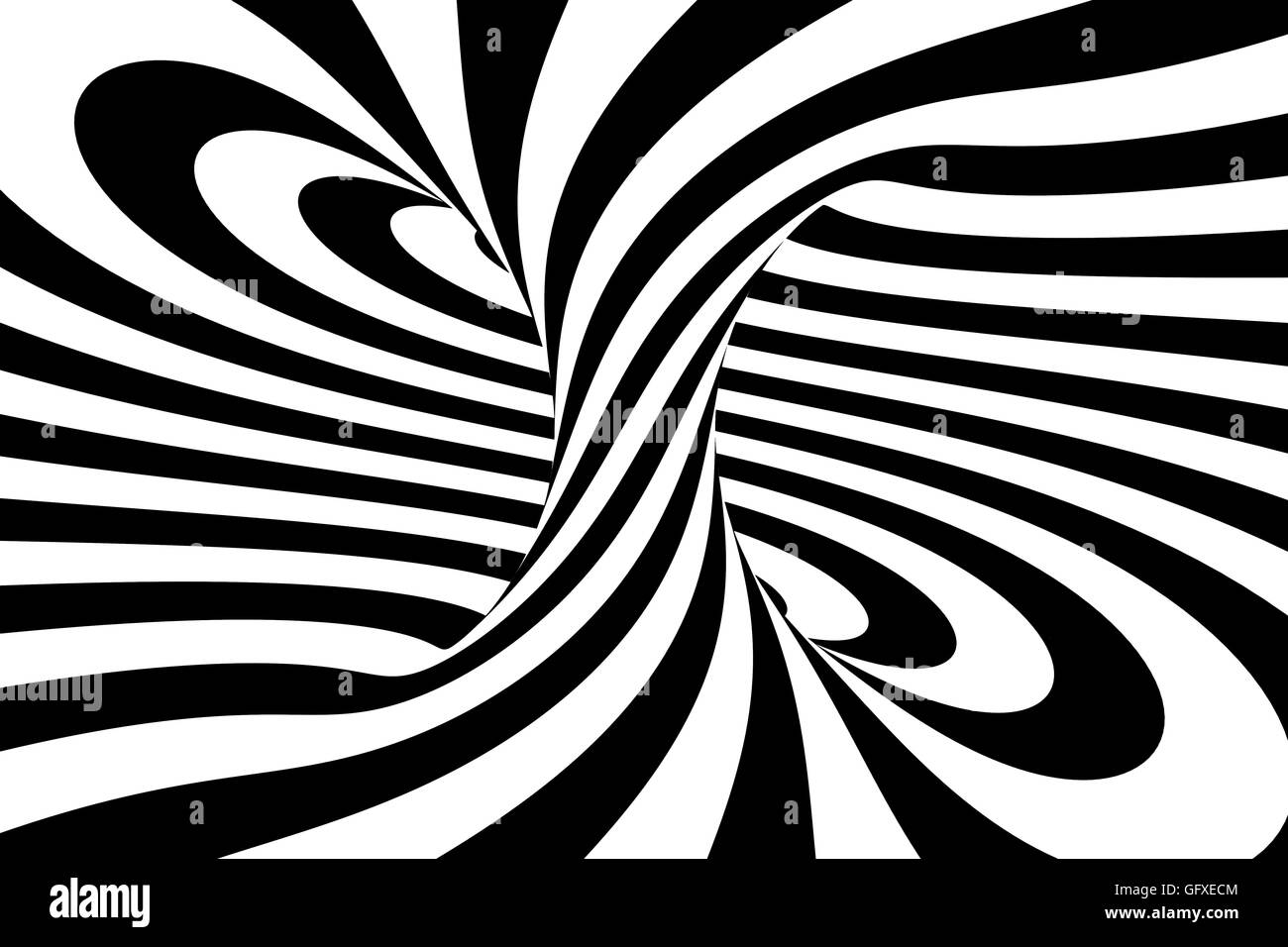 Black and white abstract spiral background, 3D rendering Stock Photo