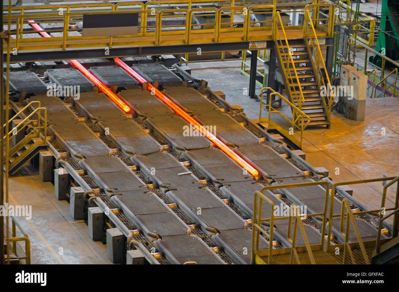 Photograph Shows The Process Of Making Steel Billets For Pipes Stock photograph-shows-the-process-of-making-steel-billets-for-pipes-stock