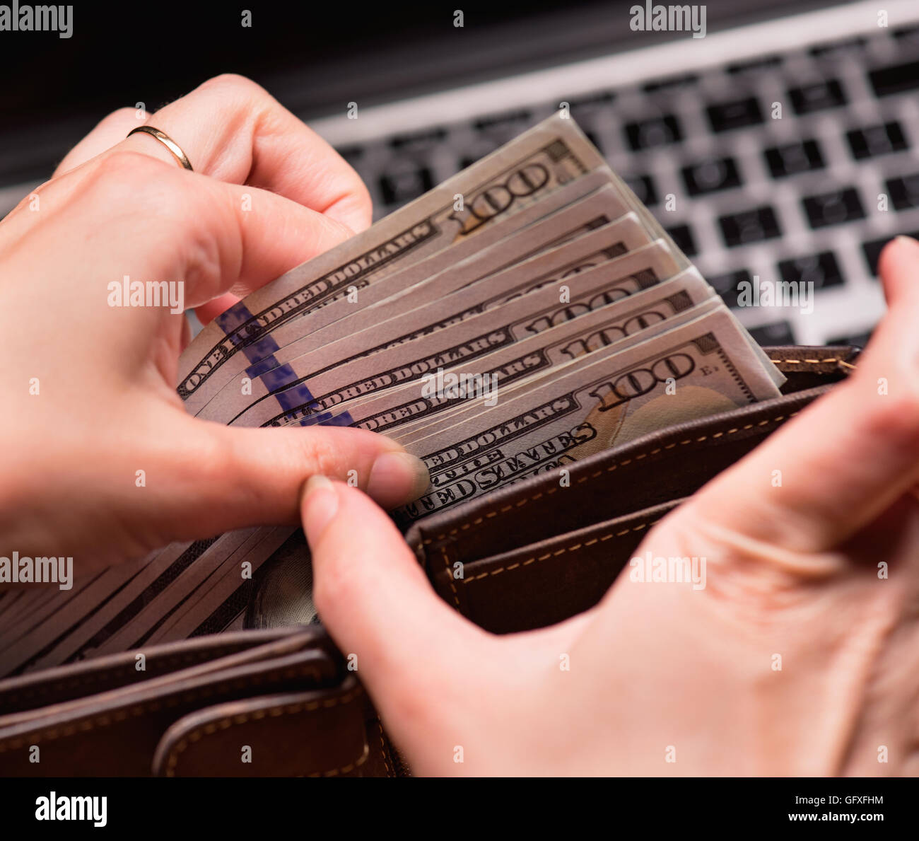 Woman accountant with money Stock Photo - Alamy