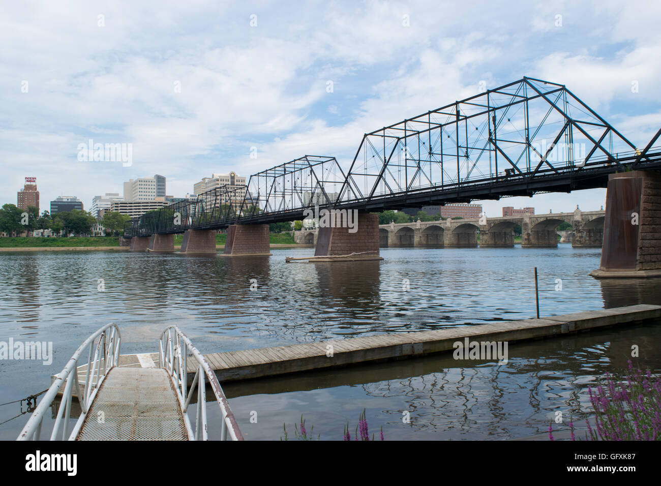 City Island Bridge Harrisburg, Pennsylvania Stock Photo Alamy