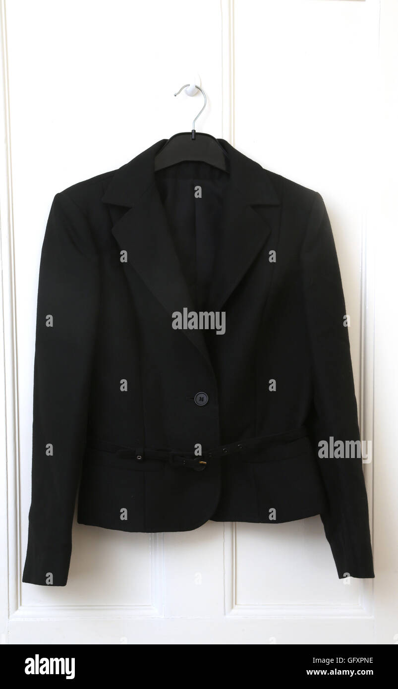 Woman's Business Jacket With Belt From Skirt Suit Stock Photo
