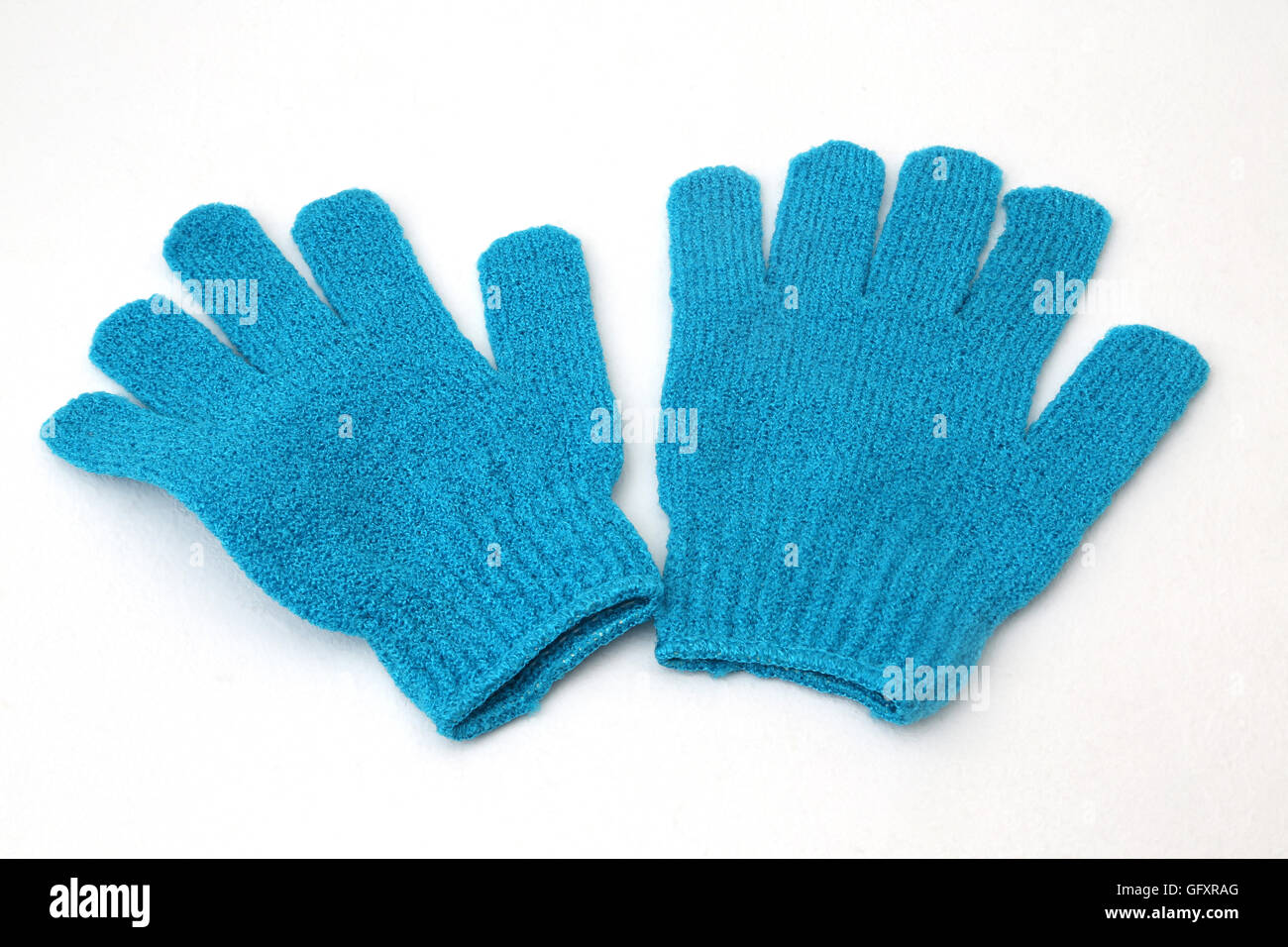 Blue Exfoliating Gloves Stock Photo