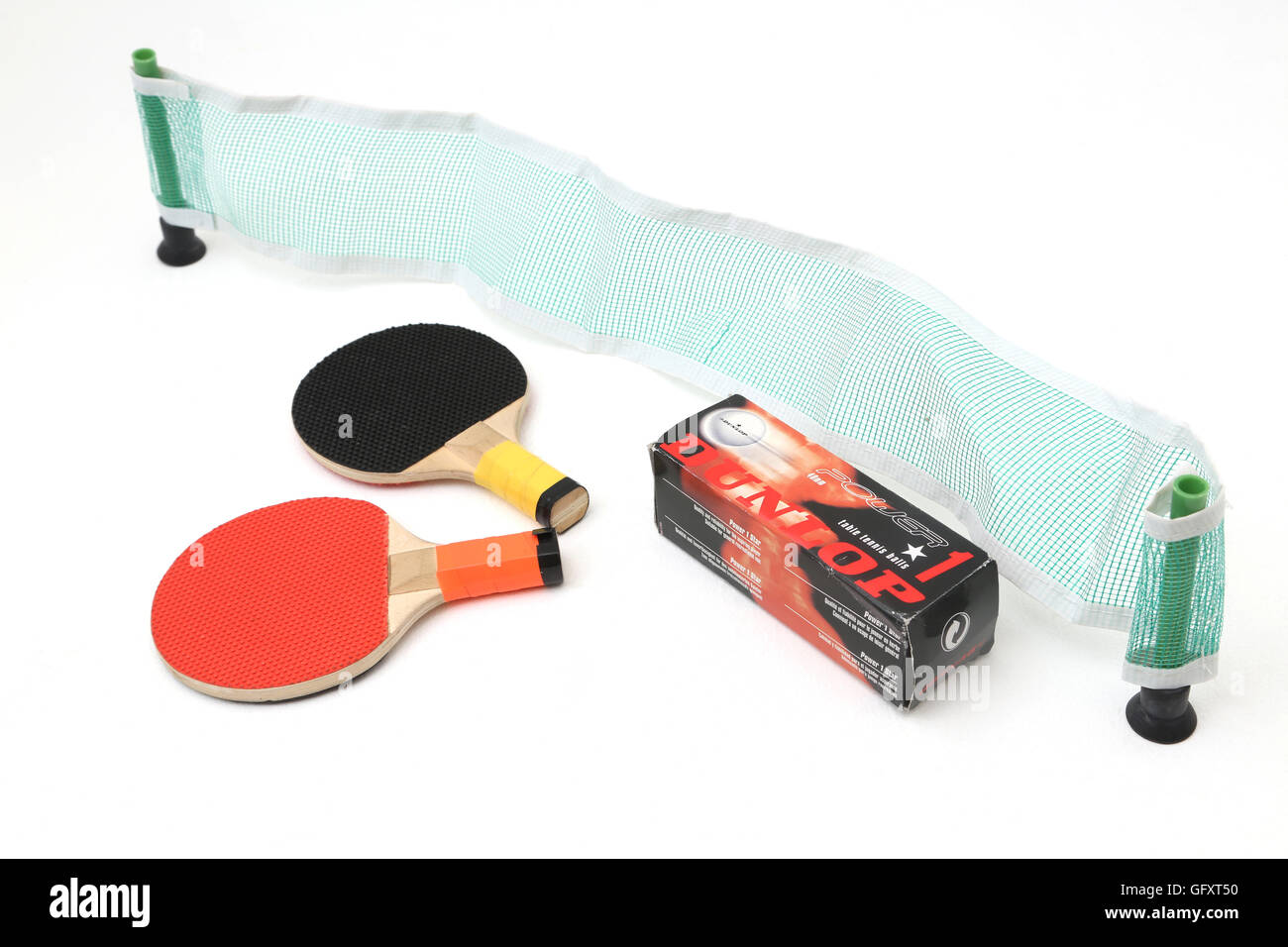 Travel Table Tennis With Paddles, Net And Dunlop Ping Pong Balls Stock
