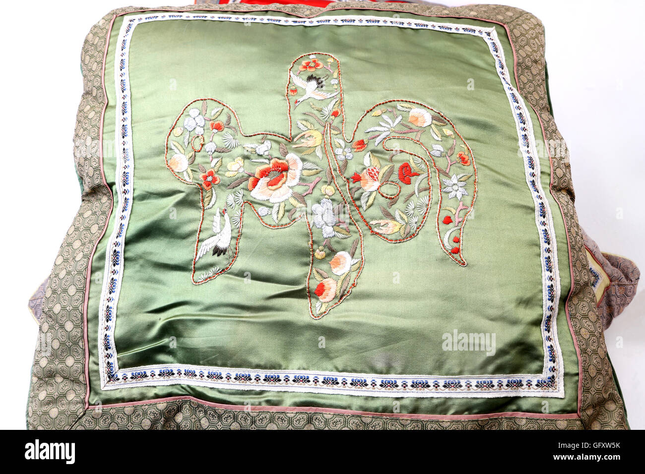 Embroidered Silk Cushion Chinese Character Stock Photo Alamy