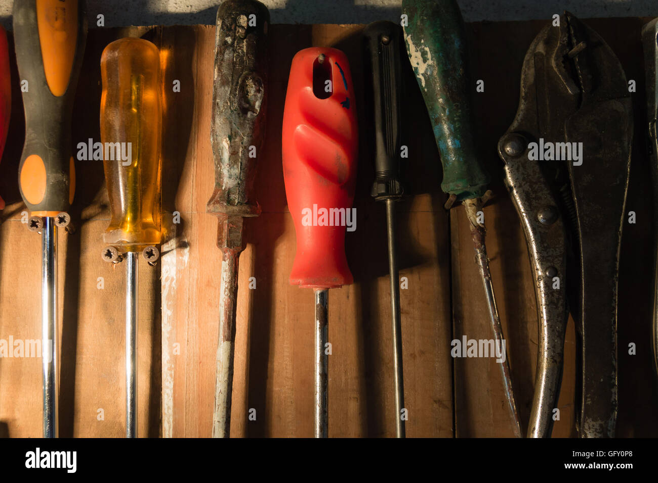 Hand Tool background. Industrial background. Bricolage tools Stock