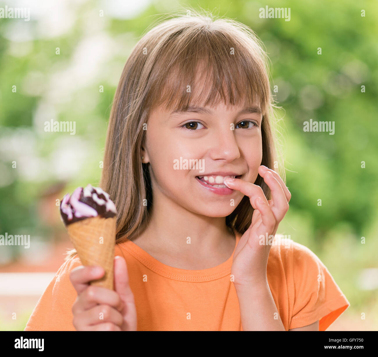 Girl with ice cream Stock Photo - Alamy