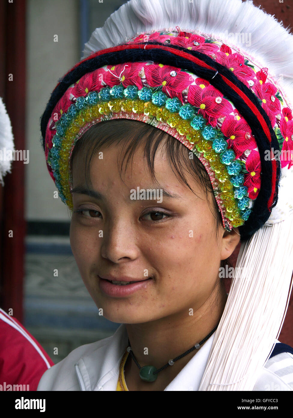 Portrait of a Bai girl in the Chinese Ethnic Culture Park,one of China ...